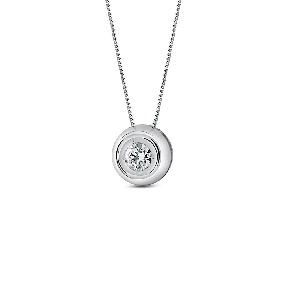 Italian Diamond Solitaire Pendant in 18K Gold
