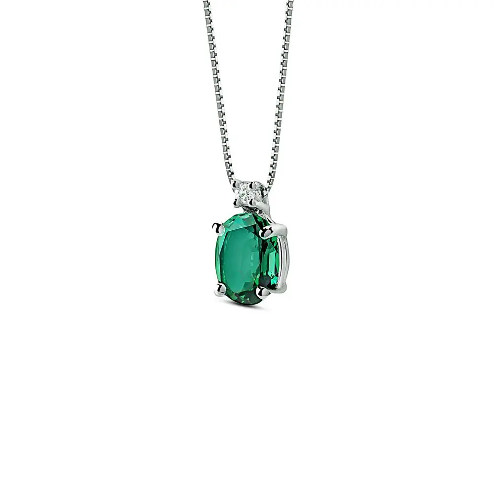Italian Emerald Solitaire Pendant in 18K Gold
