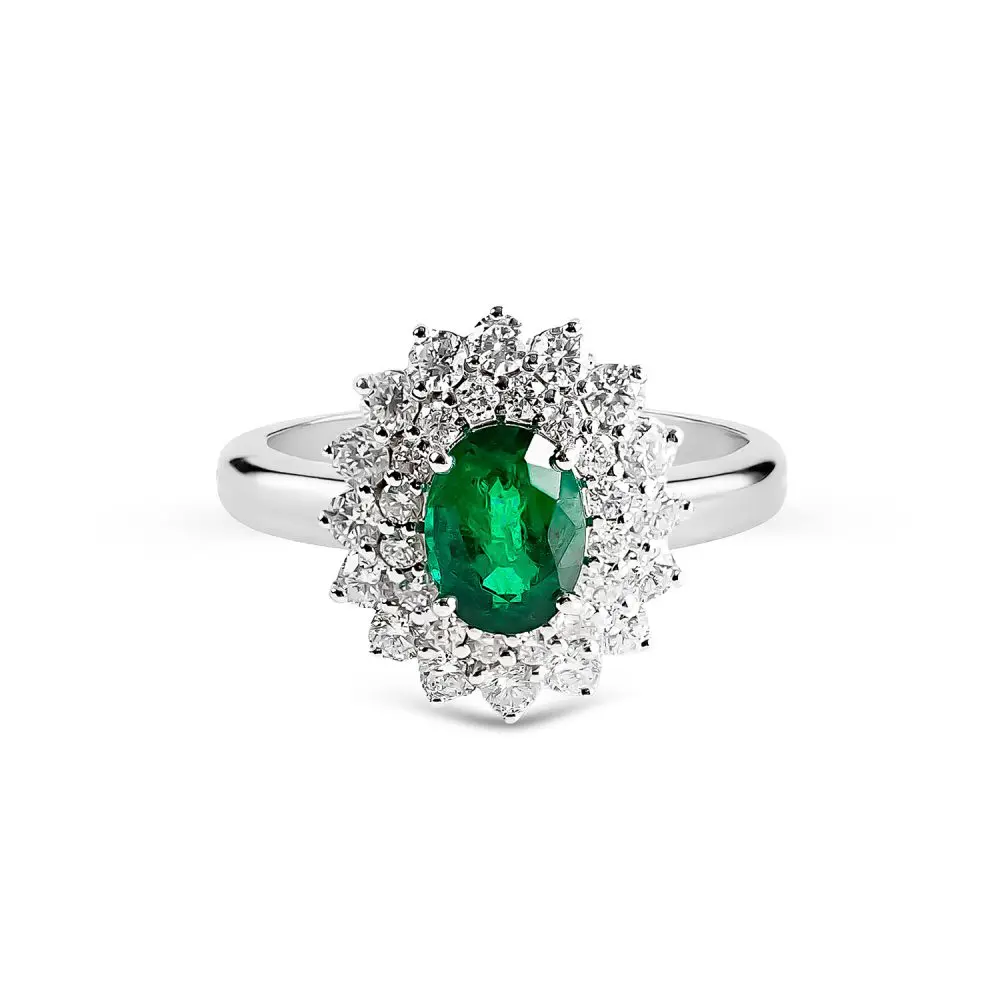 Colombian Emerald & Diamond Ring in 18K Gold