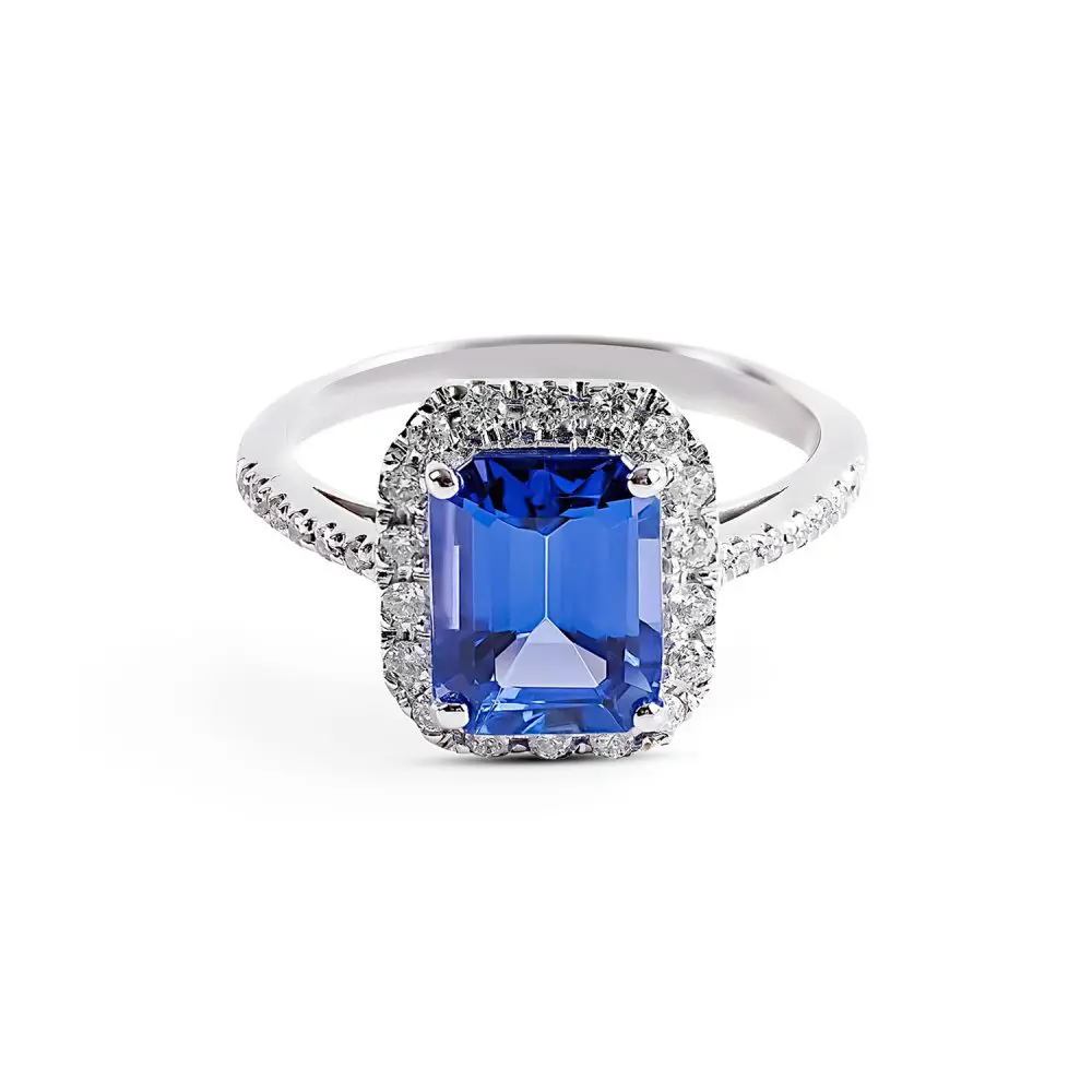 Italian Tanzanite & Diamond Ring in 18K Gold