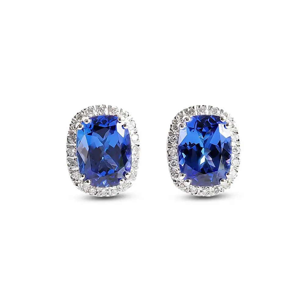 Italian Tanzanite & Diamond Earrings in 18K Gold