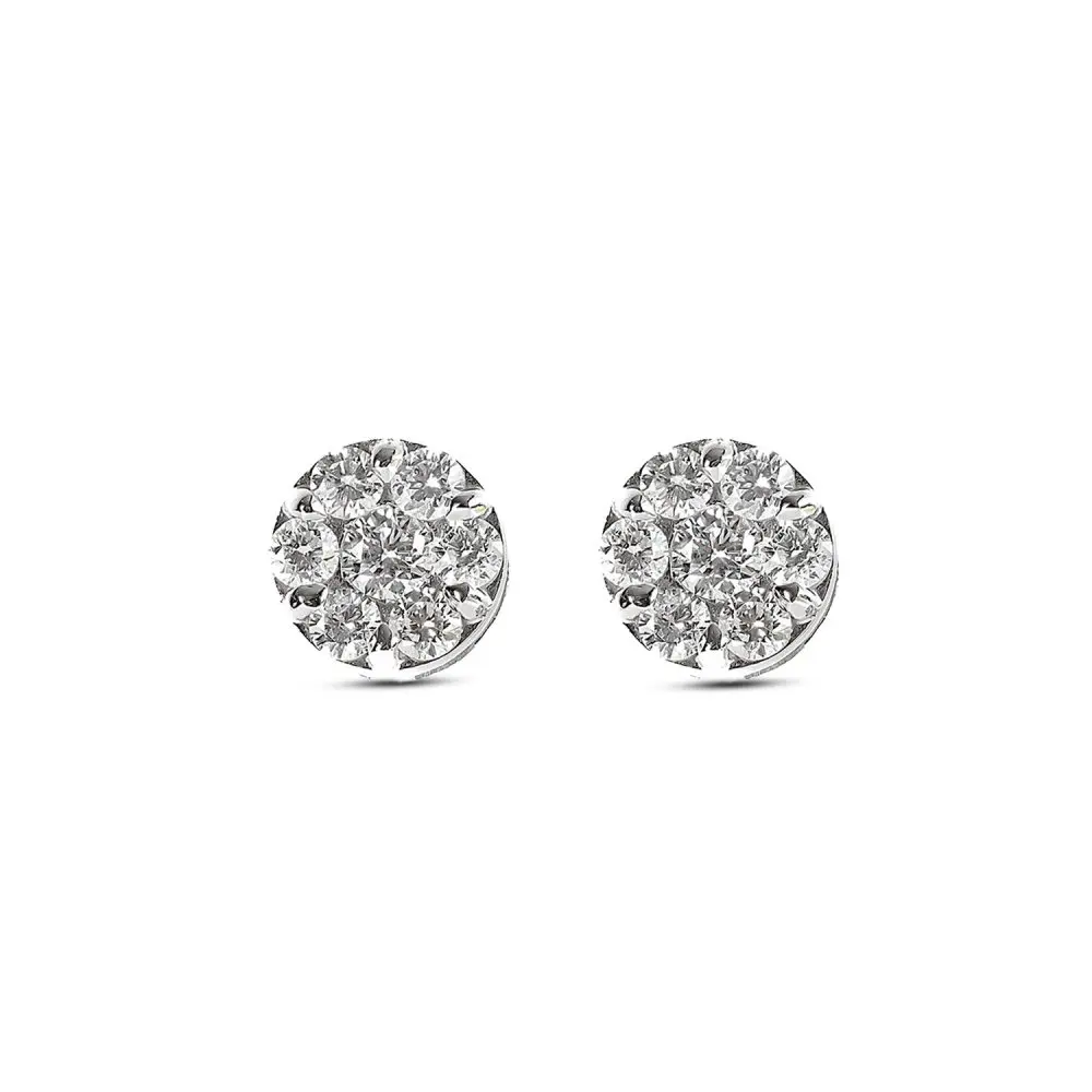 Italian Diamond Cluster Earrings in 18K Gold