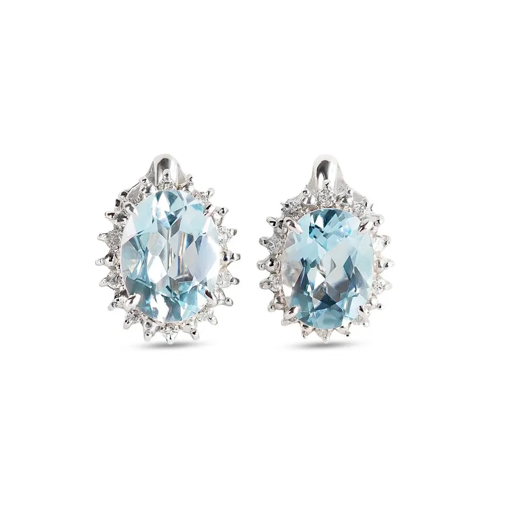 Aquamarine & Diamond Earrings in Platinum