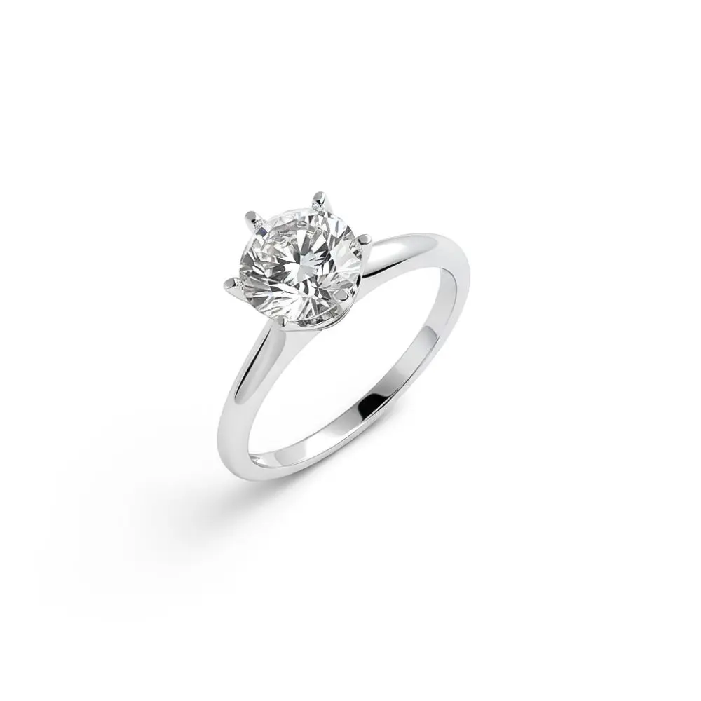Solitaire Diamond Ring in 18K White Gold