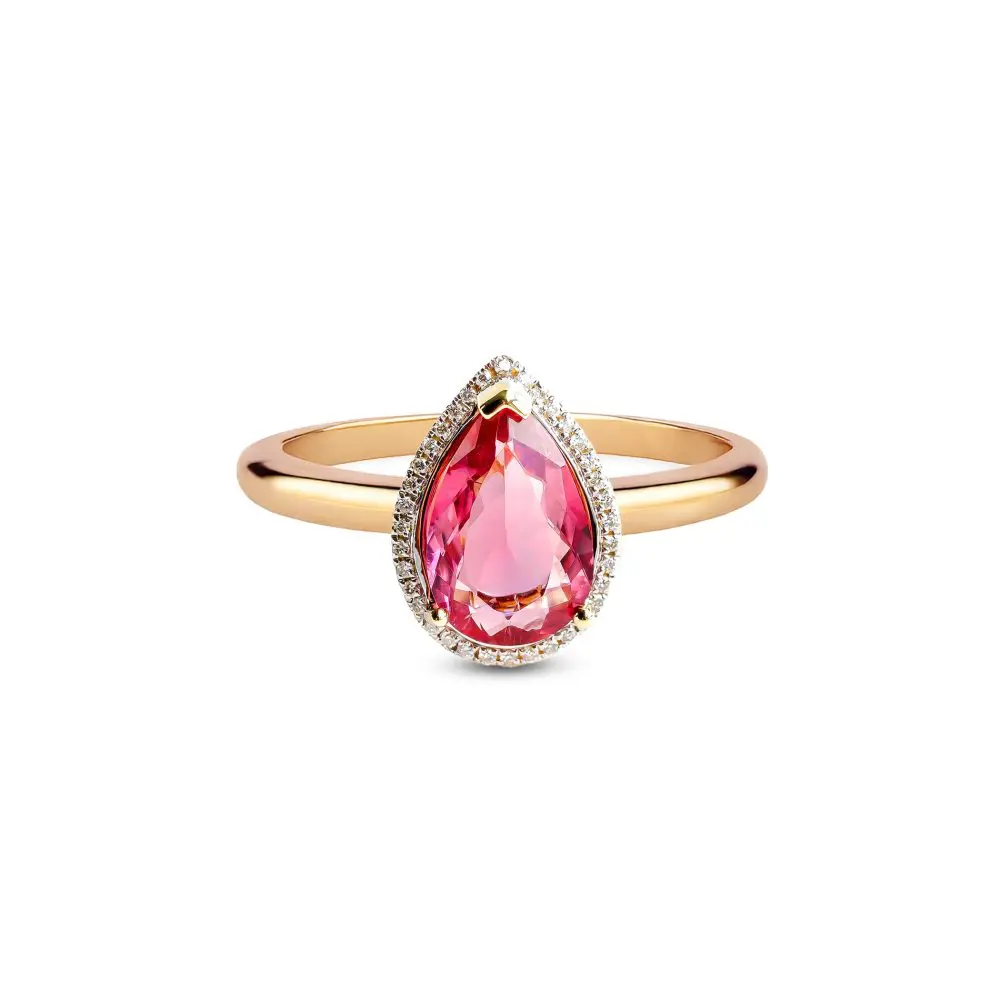 Pink Tourmaline & Diamond Ring in 9K Gold