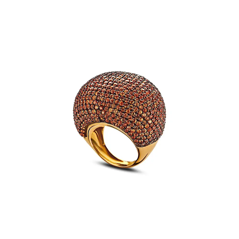 Italian Orange Sapphire Ring in 18K Gold