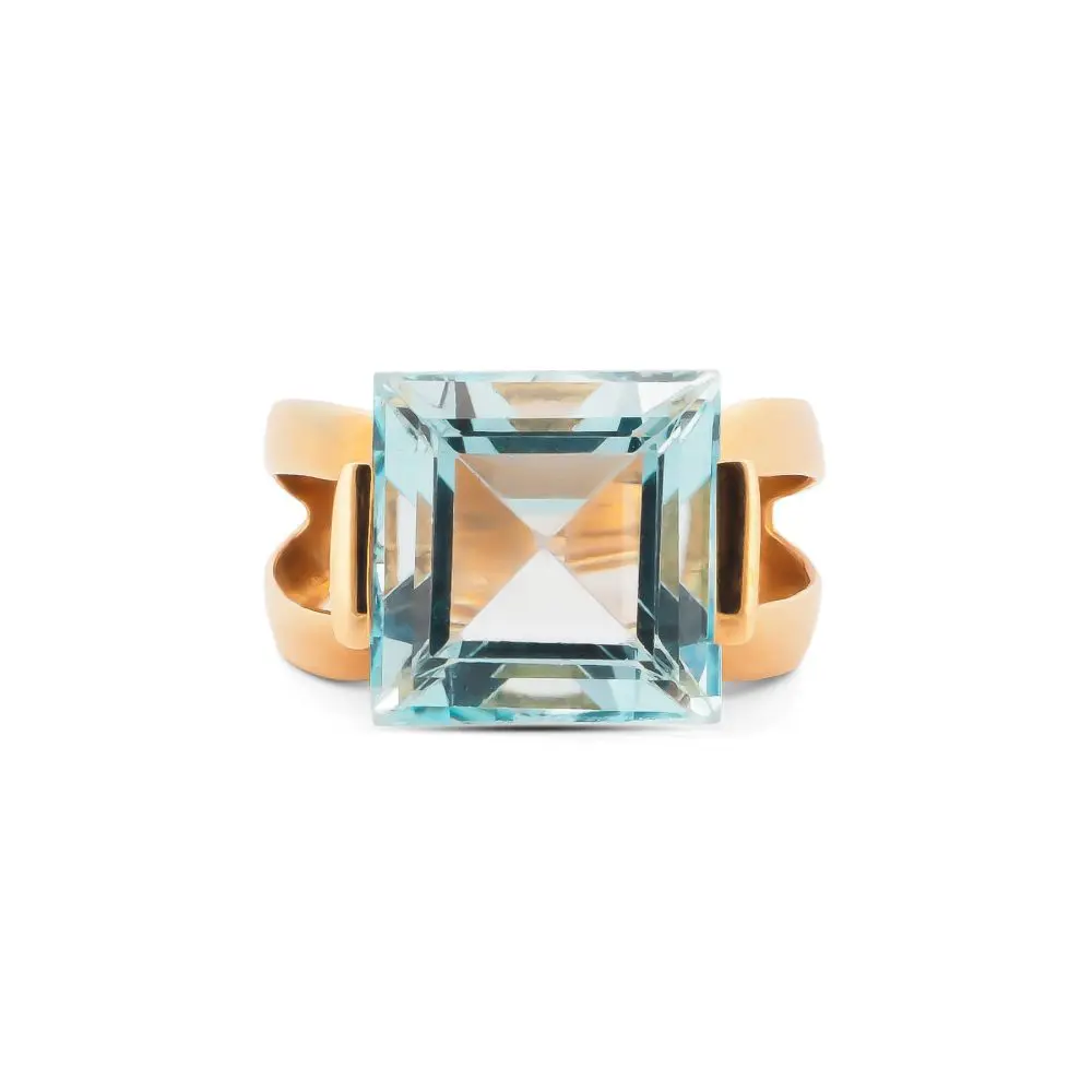 Italian Blue Topaz & 18K Gold Ring
