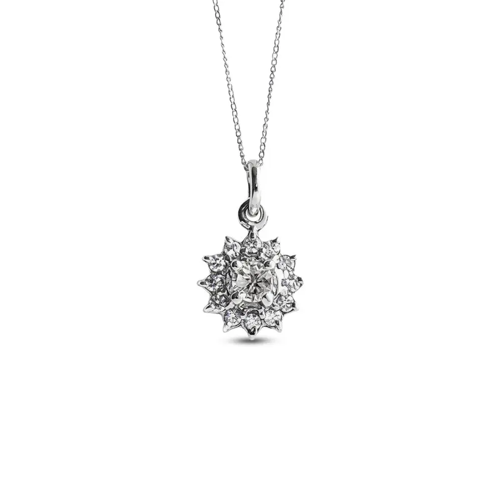 Diamond Cluster Pendant in 14K Gold
