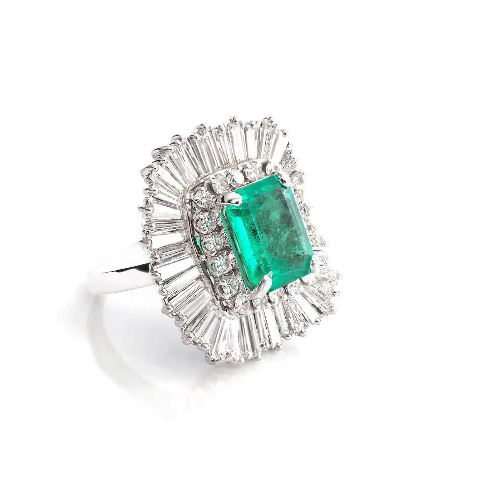 4.26ct AGL Colombian Emerald & Diamond Ring