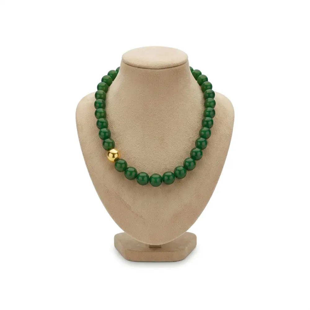 Italian Green Agate & 18K Gold Necklace
