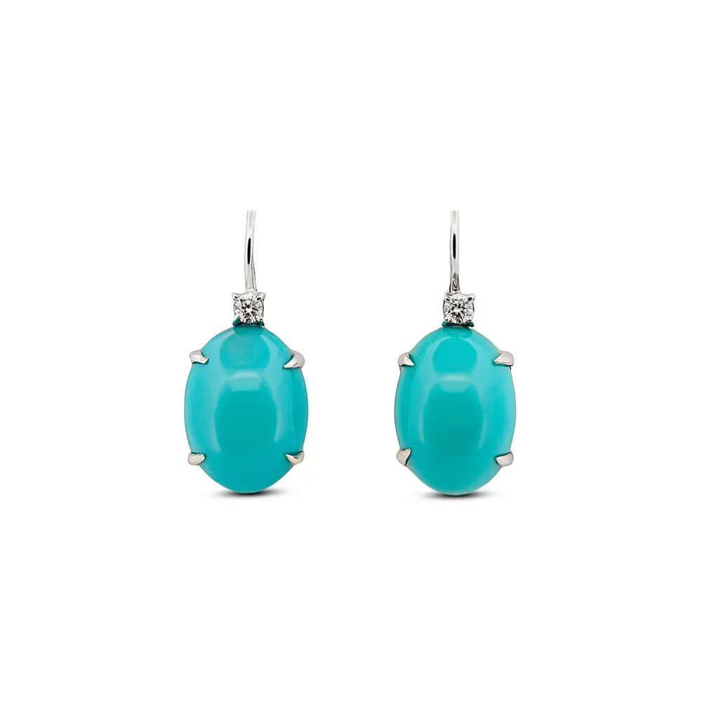 Italian Diamond & Turquoise Earrings in 18K