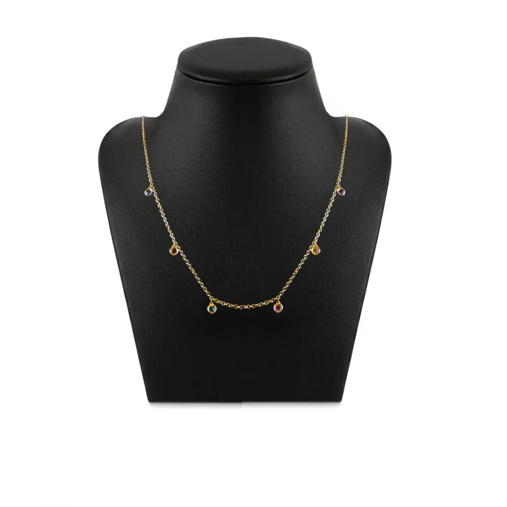 Italian Multi-Color Sapphire & 18K Gold chain