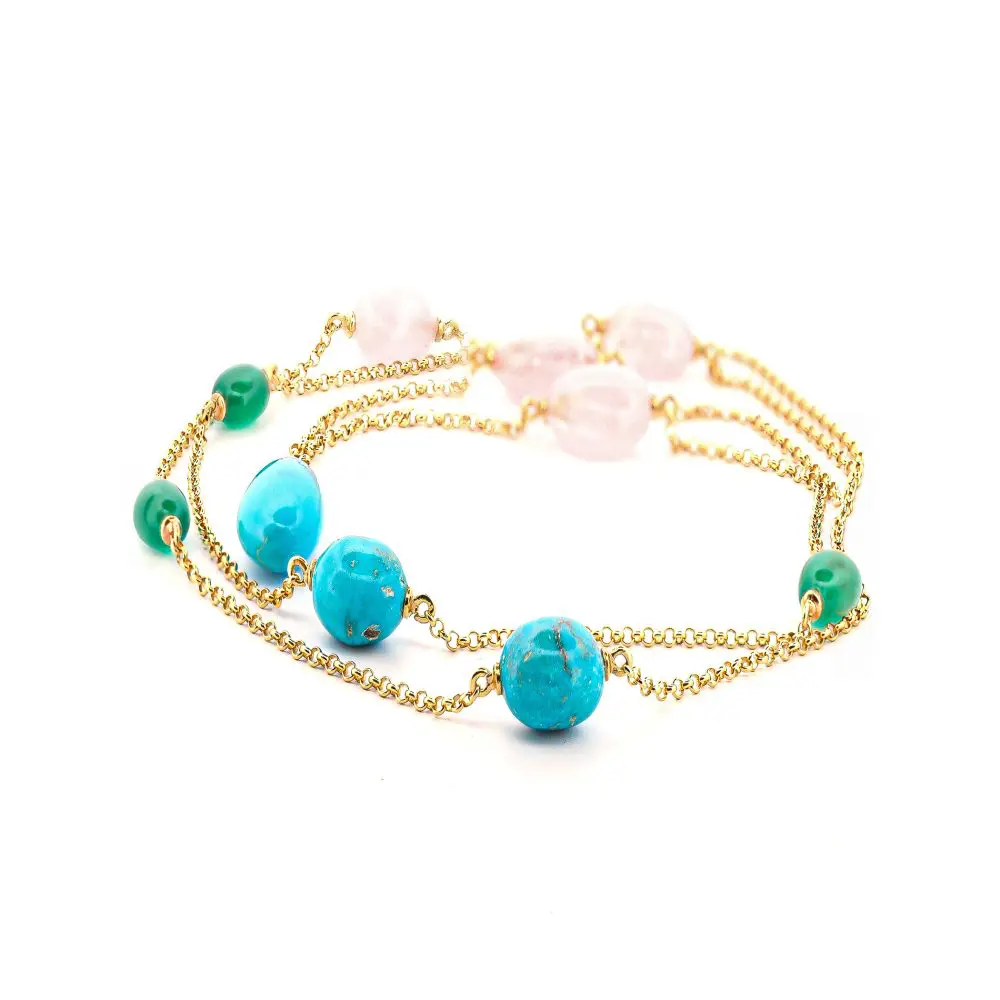 Italian Muti-Gemstone Necklace in 18K Gold