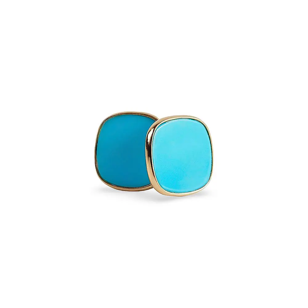 Italian Turquoise Stud Earrings in 18K Gold