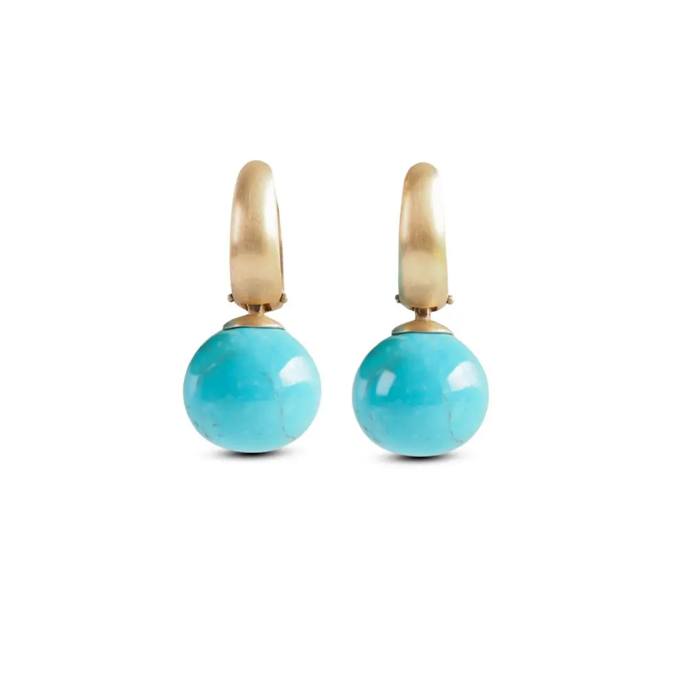 Turquoise Drop Earrings in 18K Satin Gold