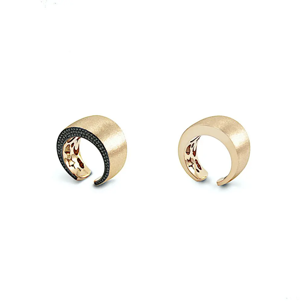 Italian Black Diamond Ring in 18K Gold