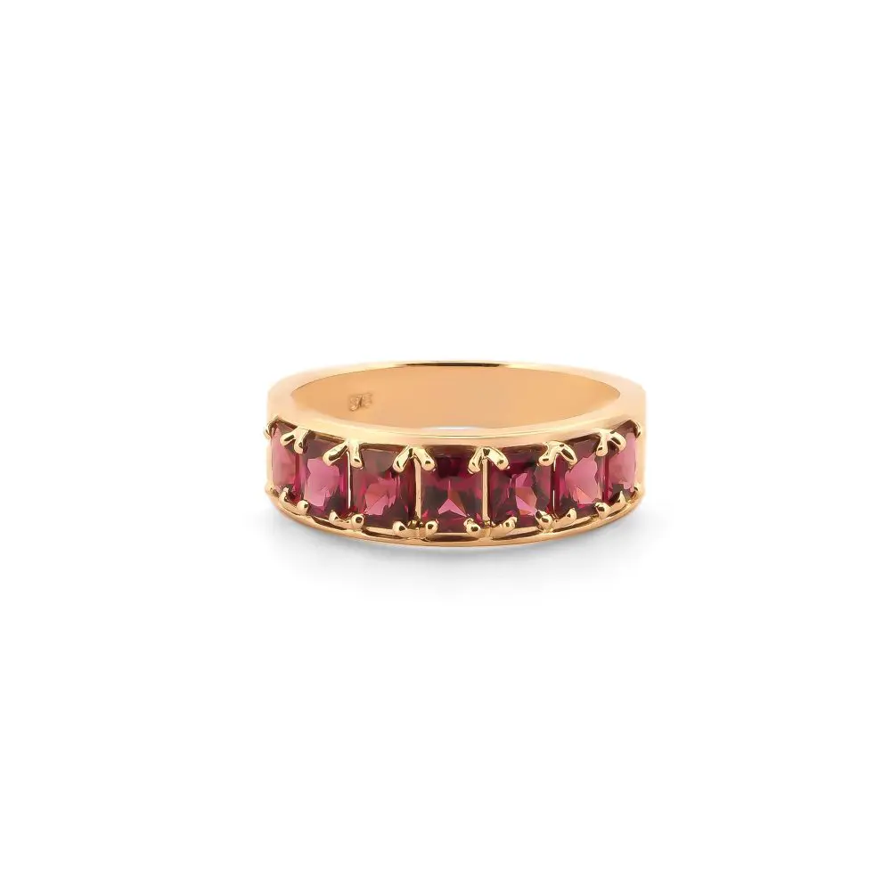 Garnet Half-Eternity Ring in 9K Gold