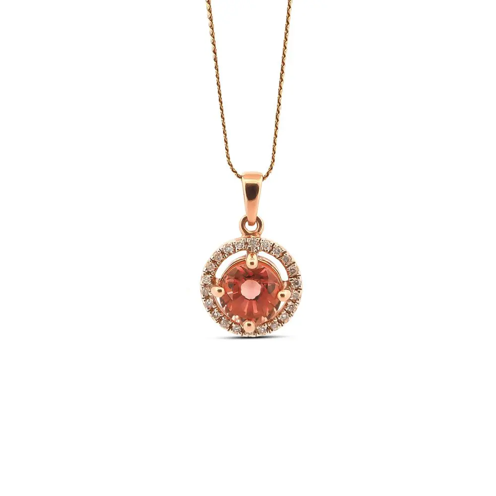 Tourmaline & Diamond Pendant in 9K Gold