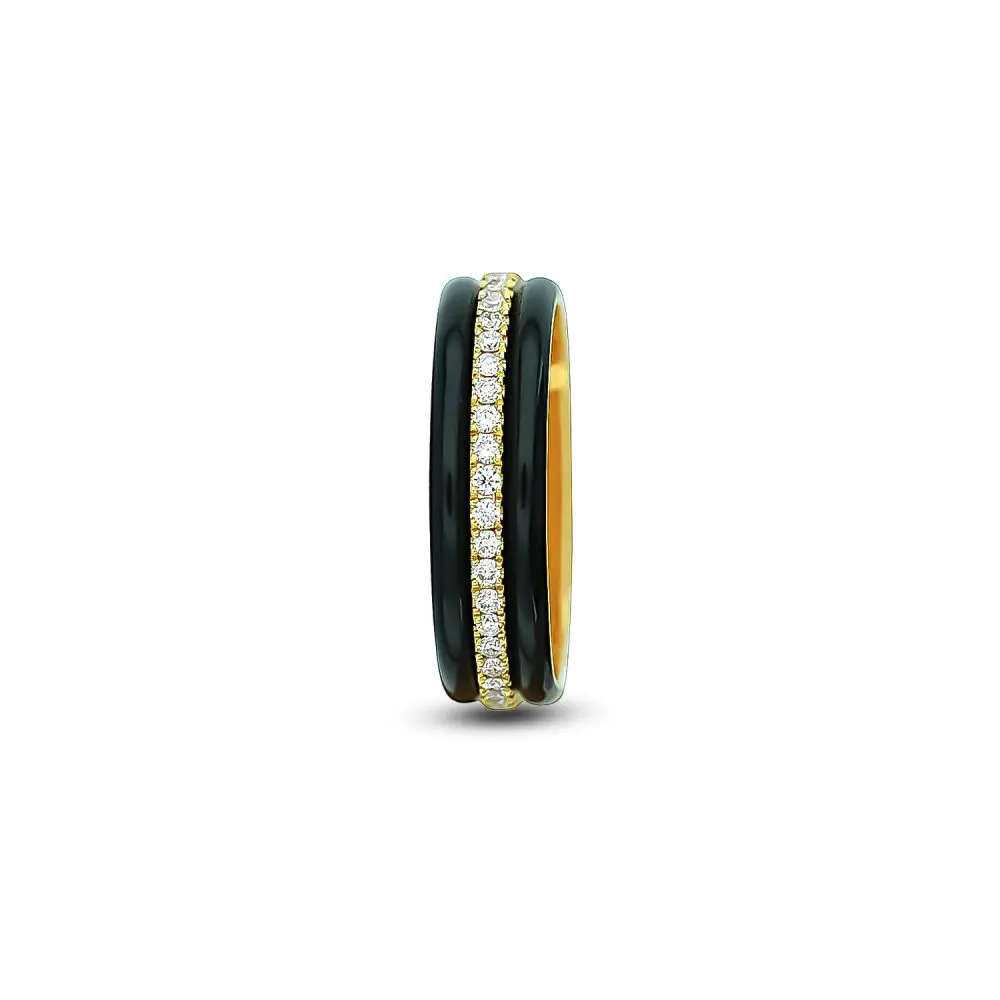 Diamond & Enamel Band in 18K Gold