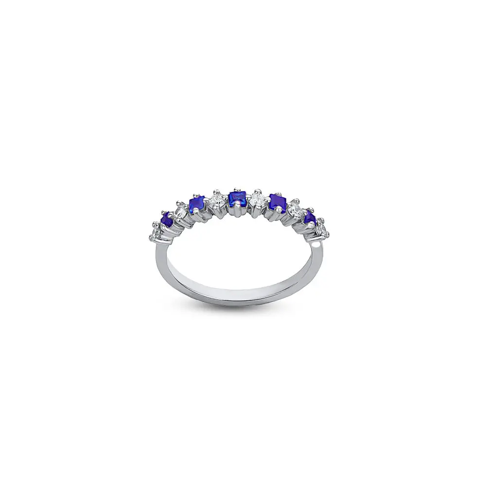 Sapphire & Diamond Half Eternity Band in 18K