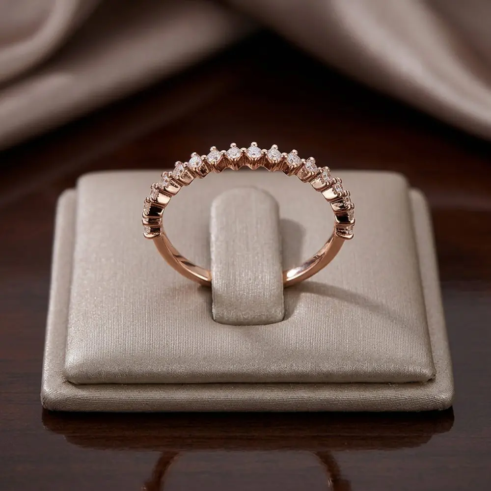 Diamond Half Eternity Band in 18K Rose Gold