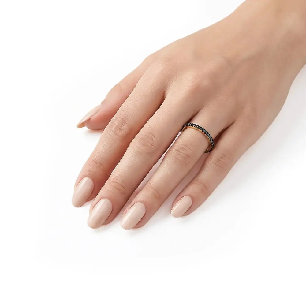 Black Diamond Full Eternity Band in 18K Gold