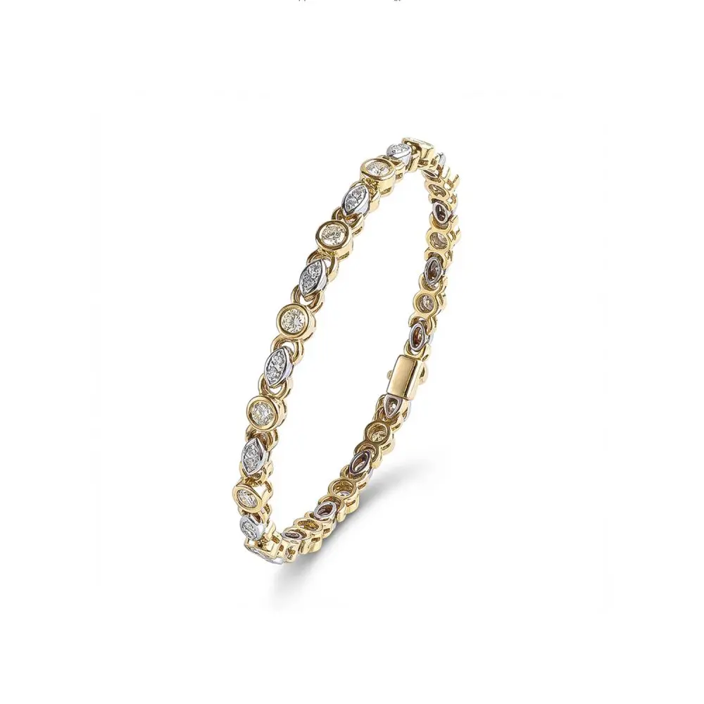 Two-Tone Diamond Tennis Bracelet in 18K Gold