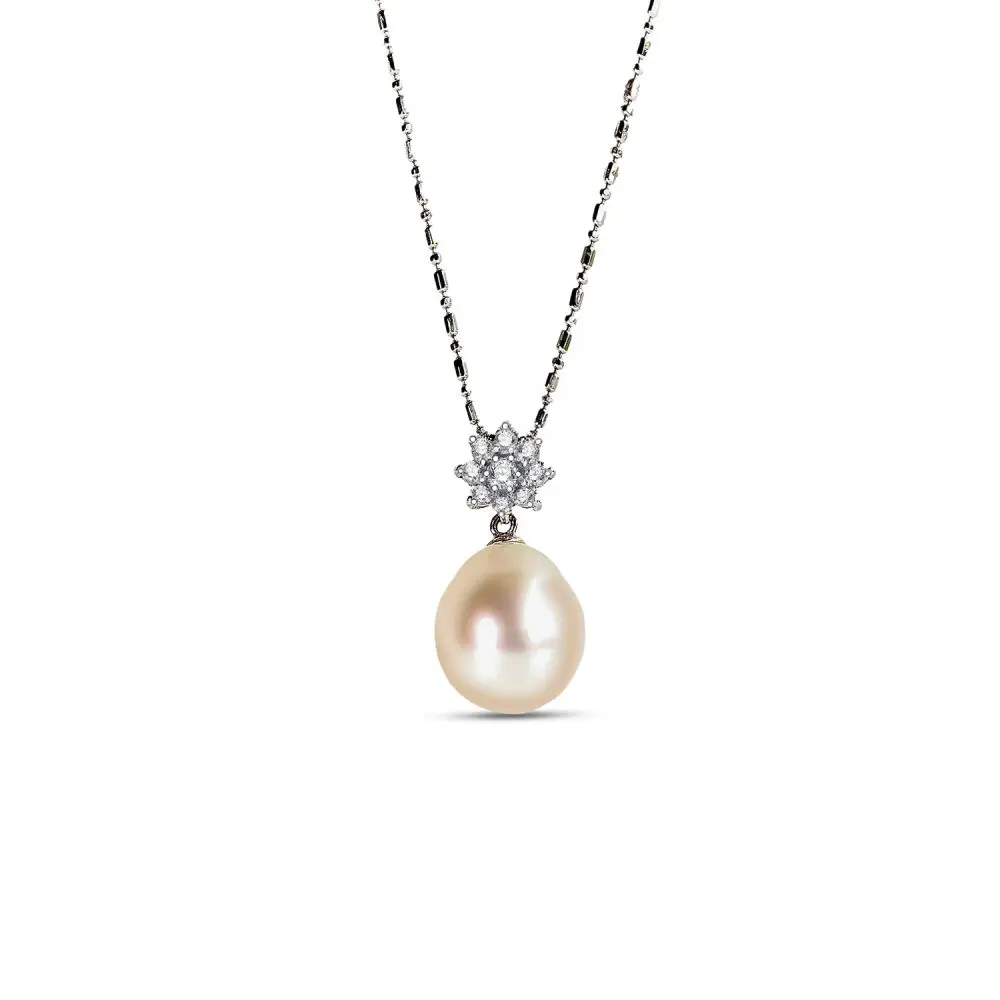 South Sea Pearl & Diamond Pendant in 18K Gold