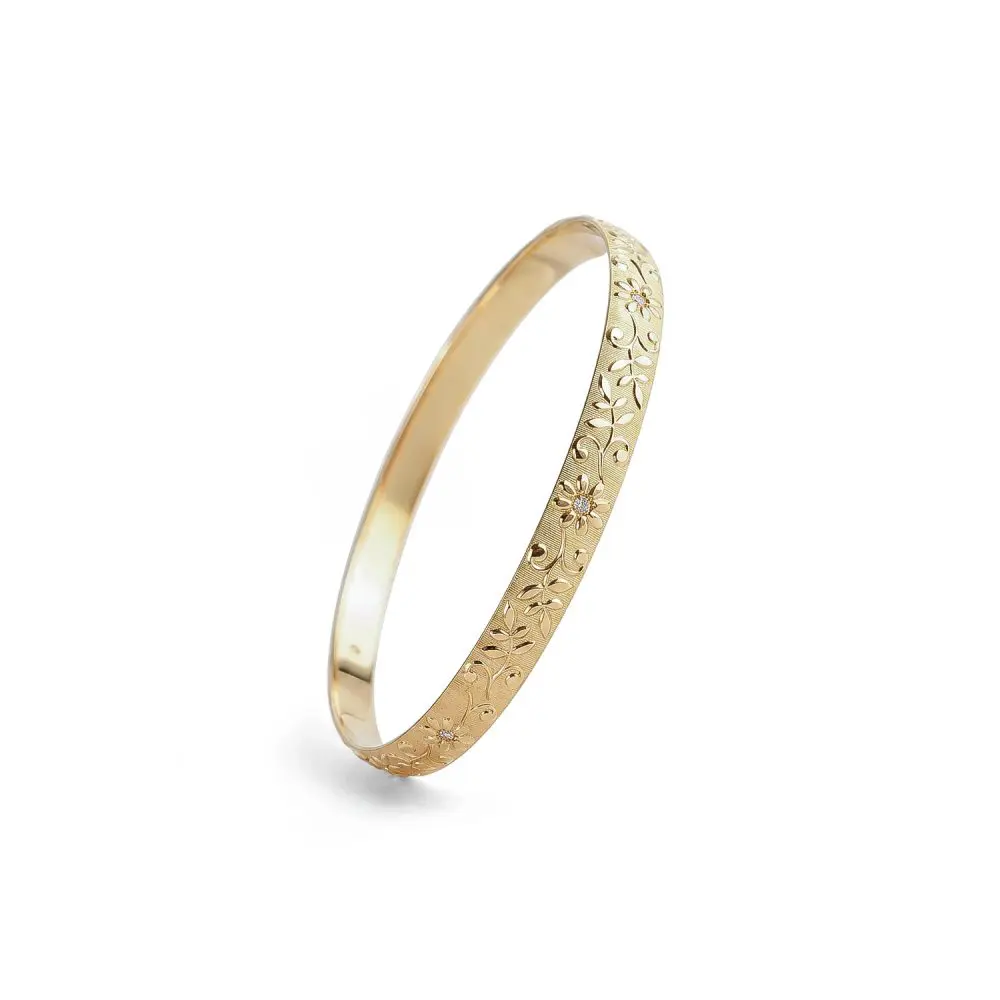 Diamond Accent Bangle in 9K Gold