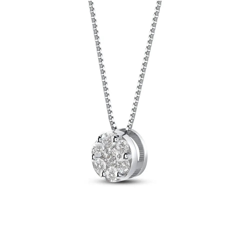 Italian Diamond Cluster Pendant in 18K Gold