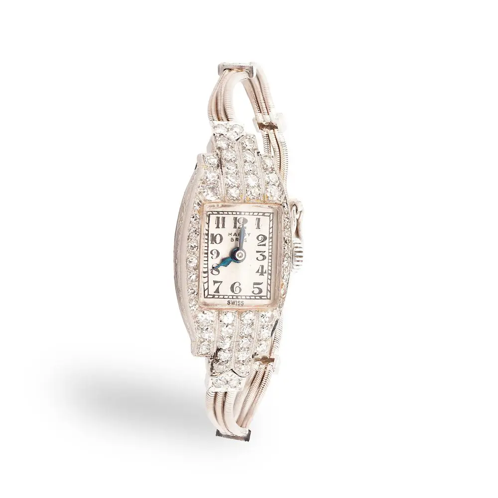 Diamond 1920s Art Deco Watch in 18K Gold