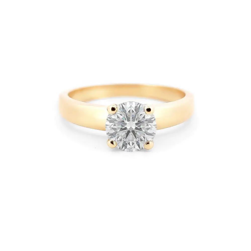 Diamond Solitaire Ring in 18K Yellow Gold