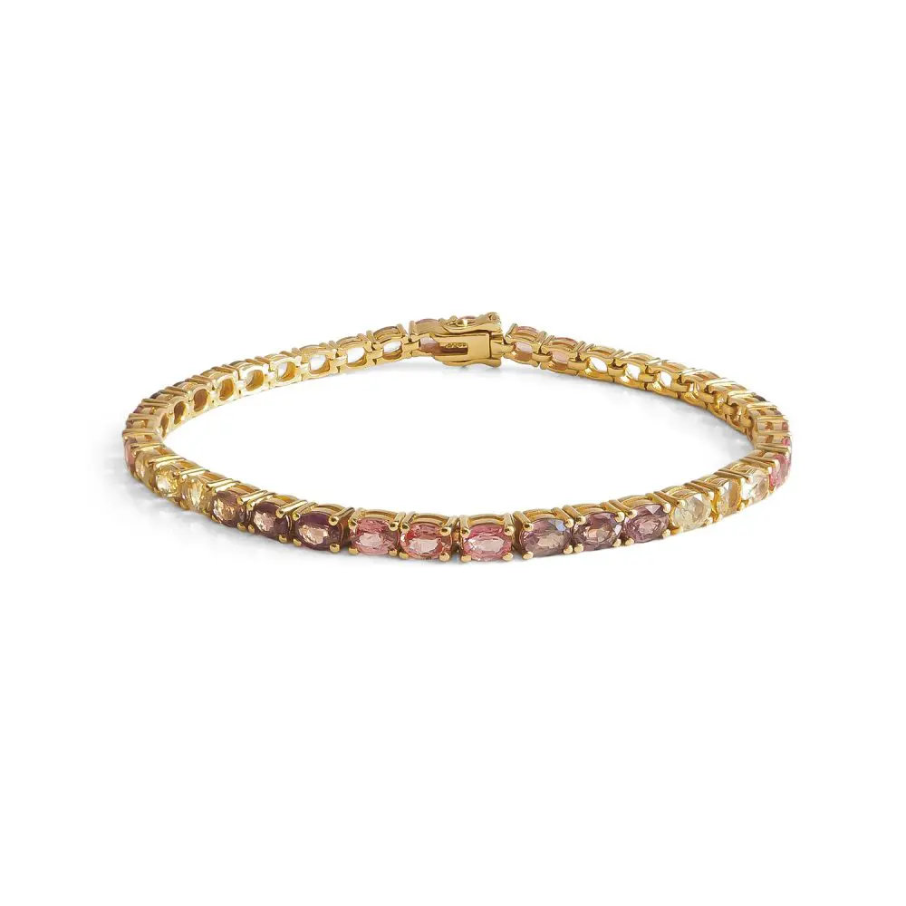 Multi-Color Sapphire Tennis Bracelet in 18K