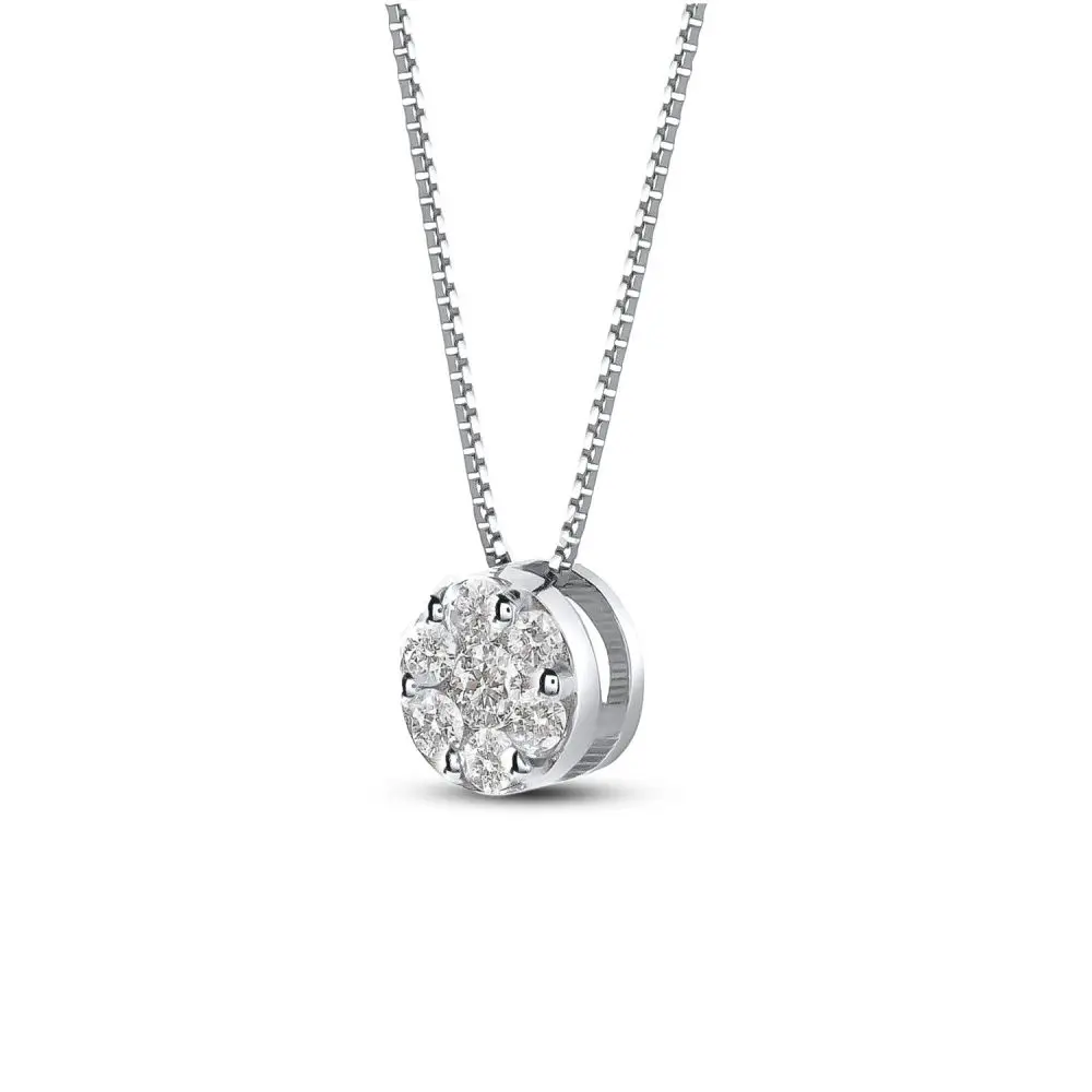 Italian Diamond Cluster Pendant in 18K Gold