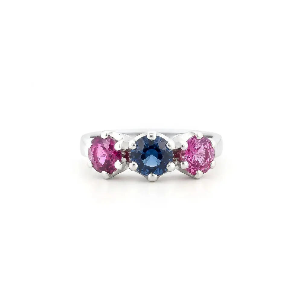 Blue & Pink Sapphire Ring in Platinum