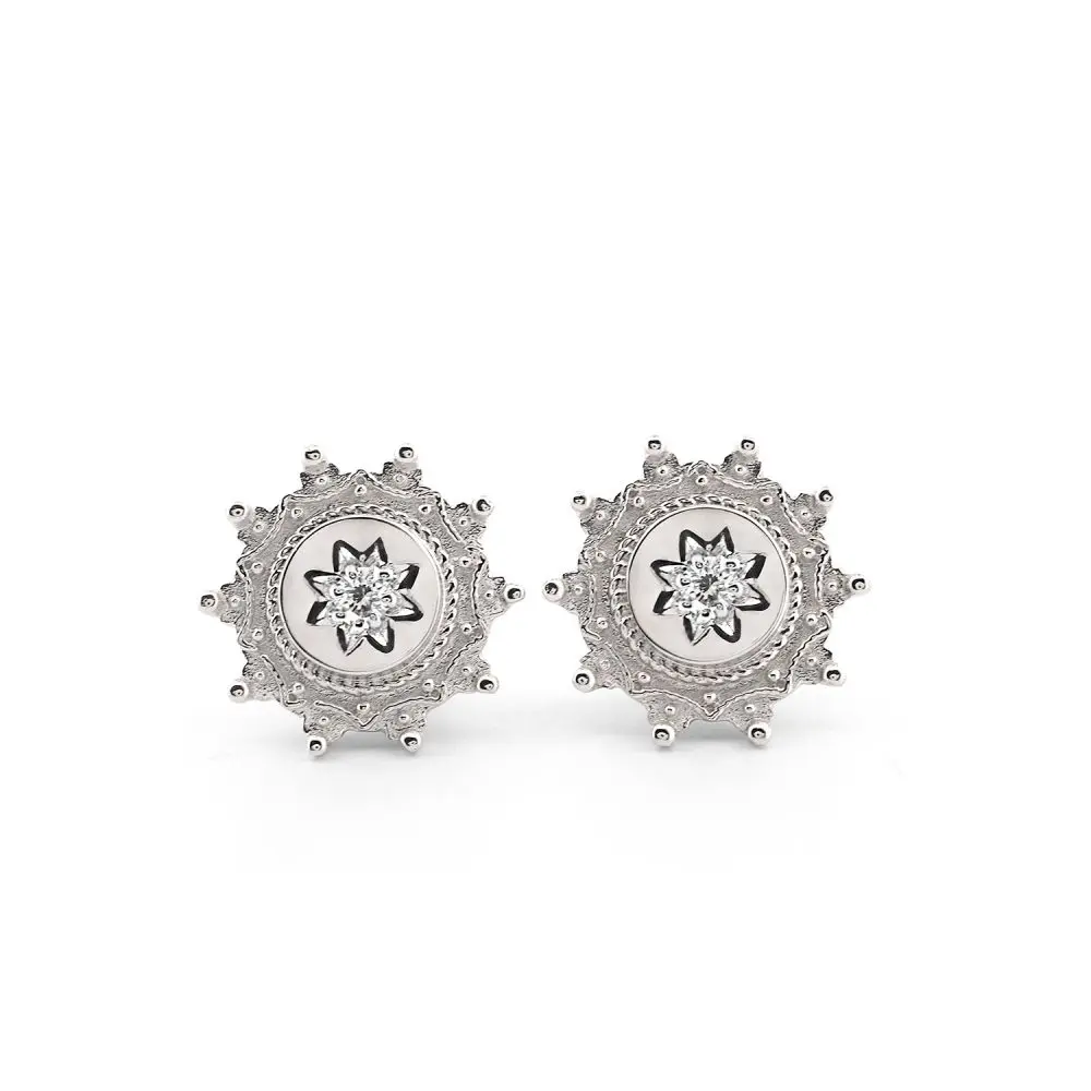 Diamond Stud Earrings in 9K White Gold