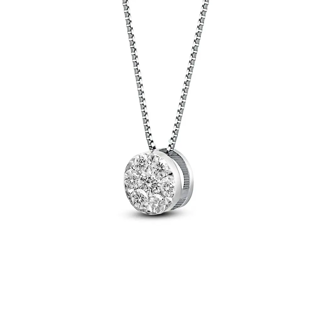 Italian Diamond Cluster Pendant in 18K Gold