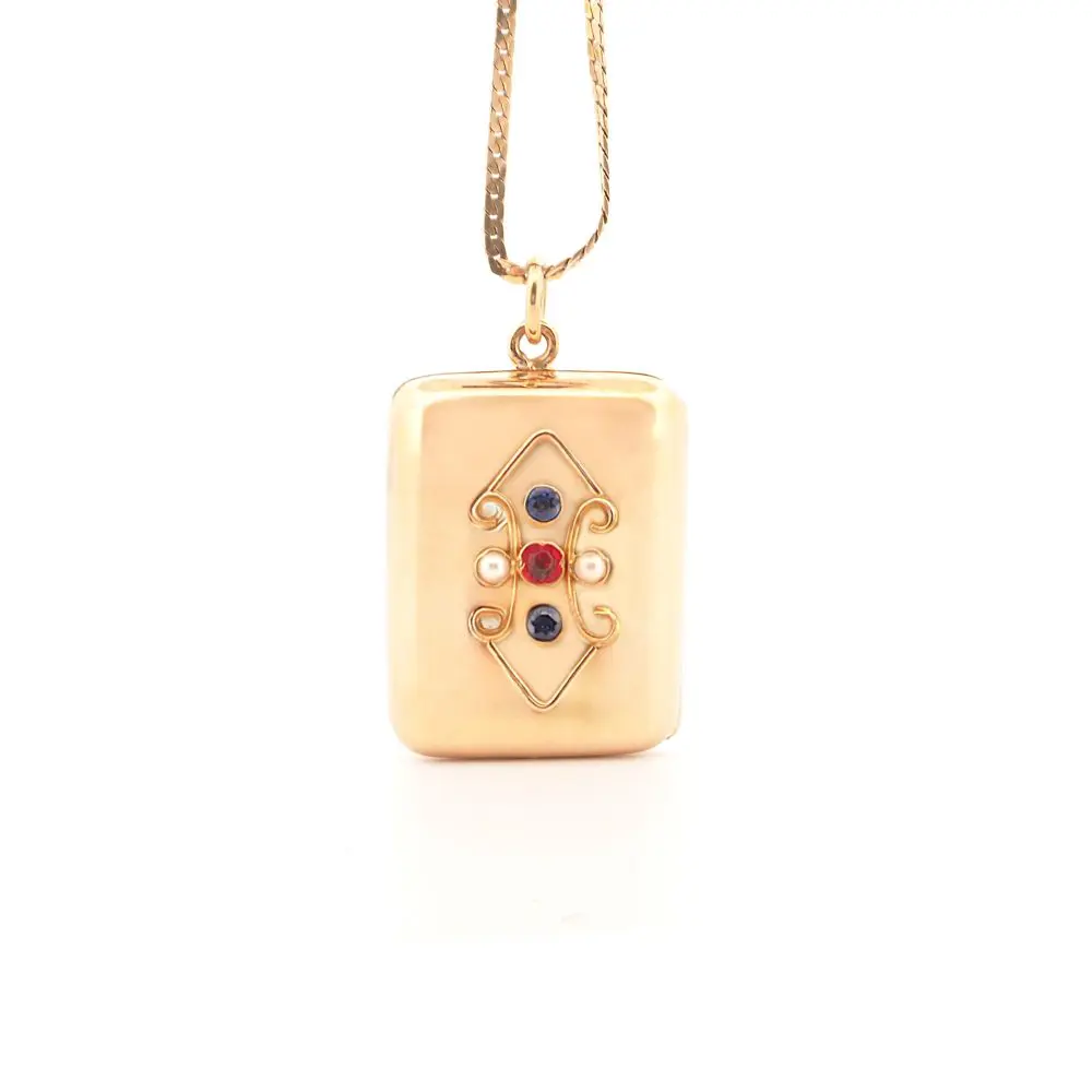 Victorian 1850s Sapphire & Pearl Locket Pendant