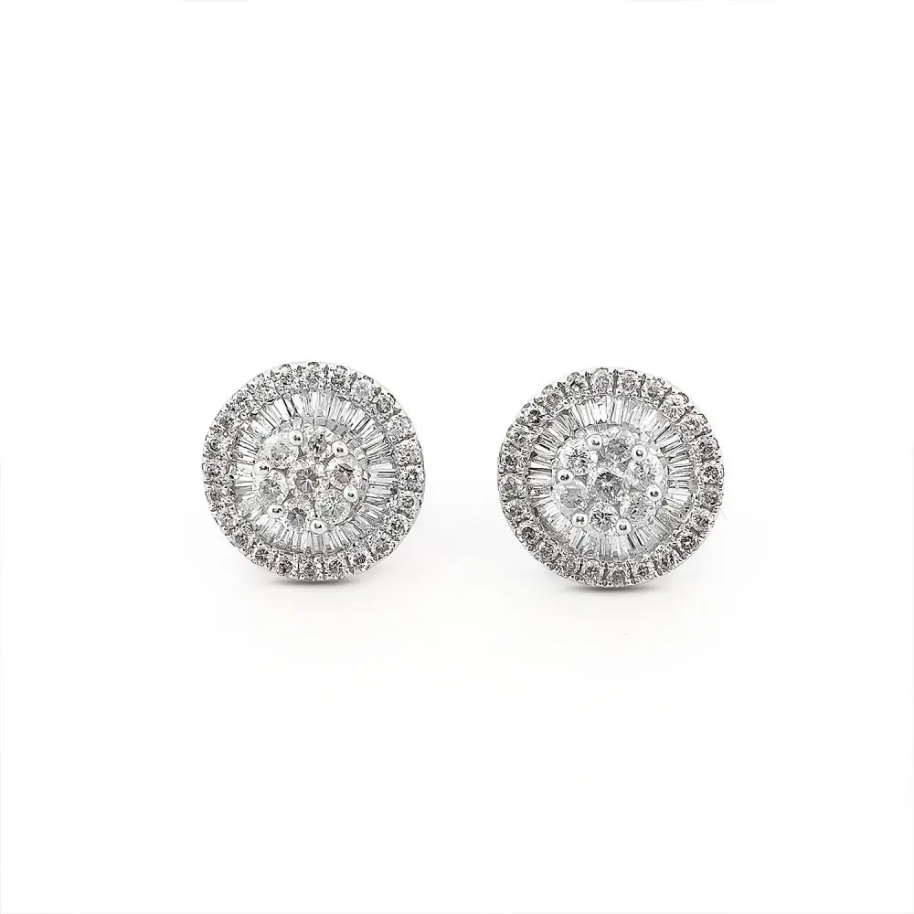 Diamond Cluster Stud Earrings in 18K Gold