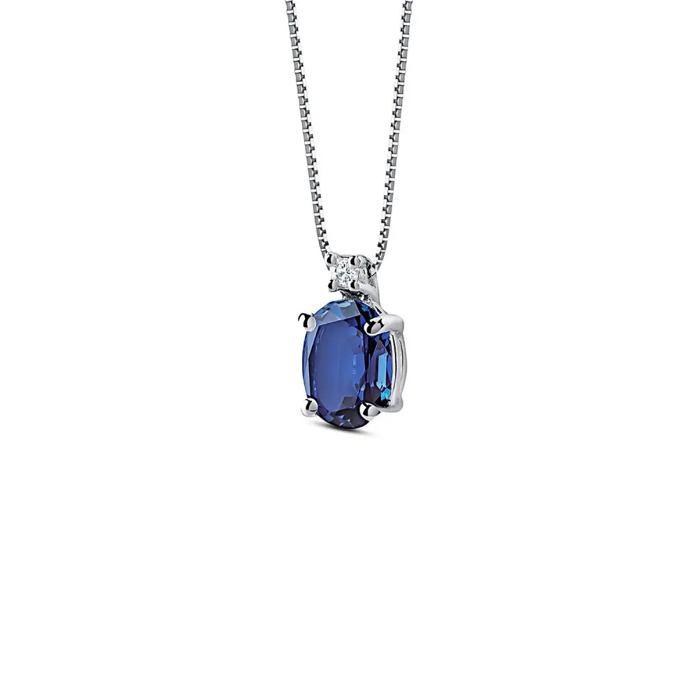 Sapphire & Diamond Pendant in 18K Gold