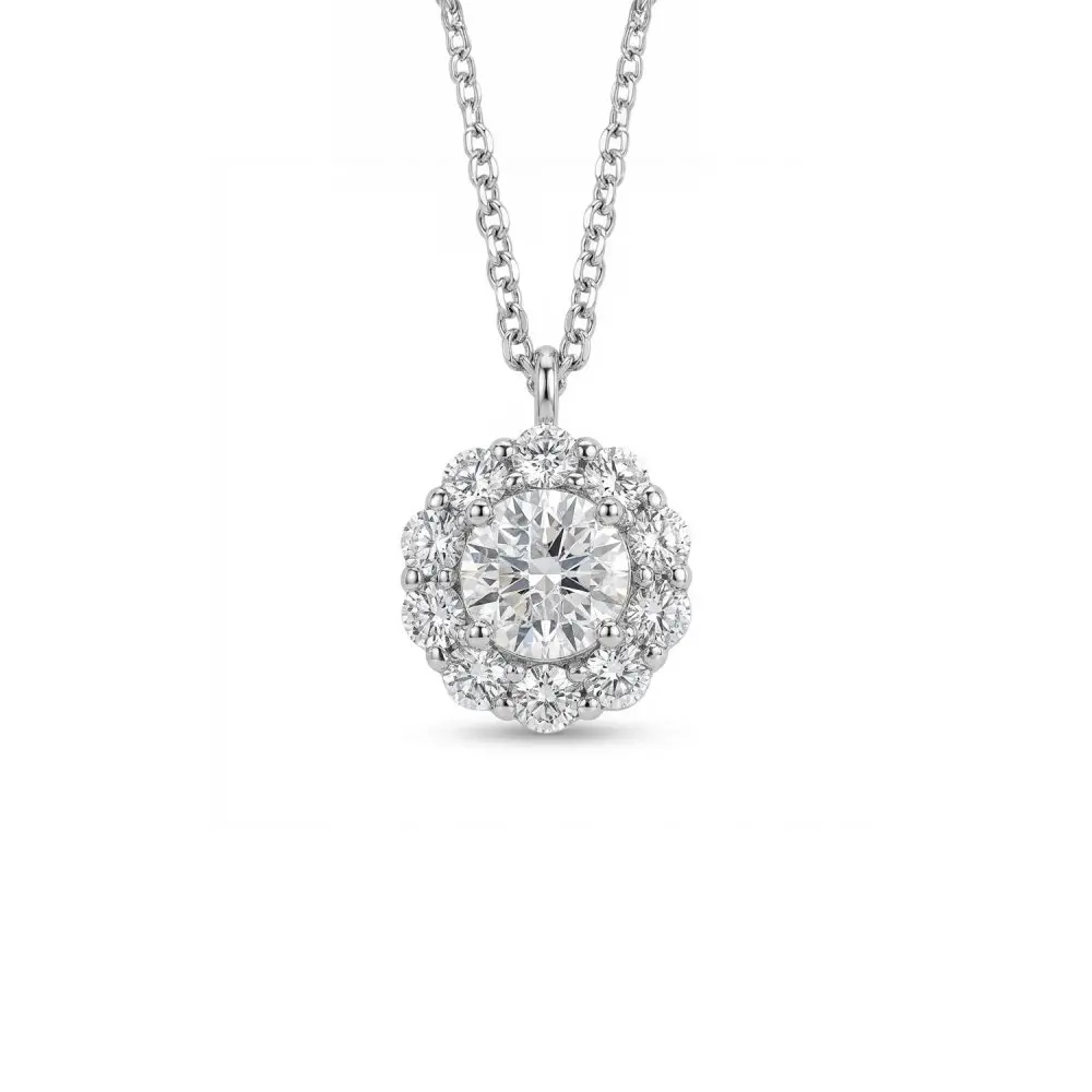Diamond Floral Cluster Pendant in Platinum