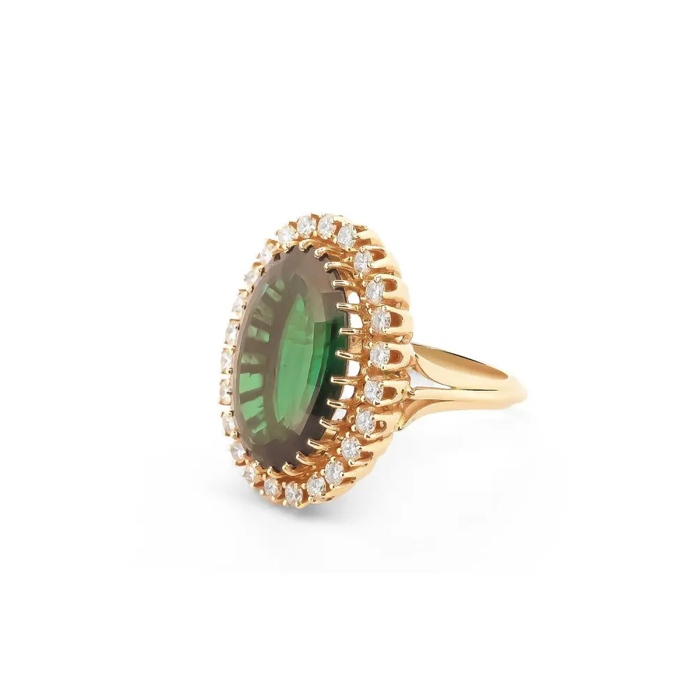 Tourmaline & Diamond Ring in 14K Gold