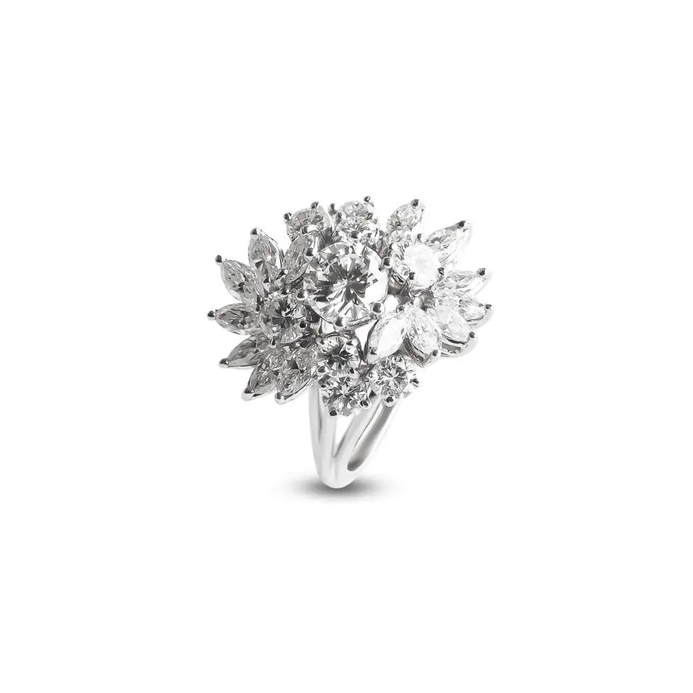 Diamond Vintage Cocktail Ring in Platinum