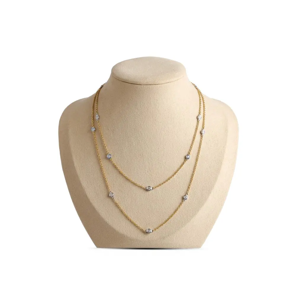 Italian Diamond Long Necklace in 18K Gold
