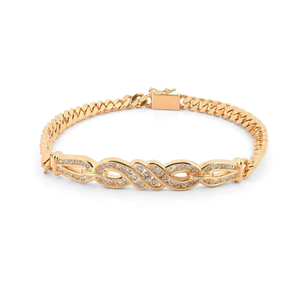 Diamond Curb link Bracelet in 14K