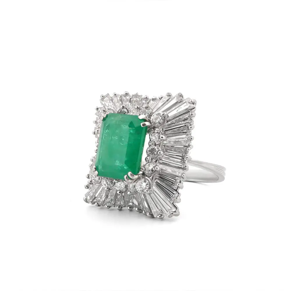 Emerald & Diamond Mid-20th Century Ring