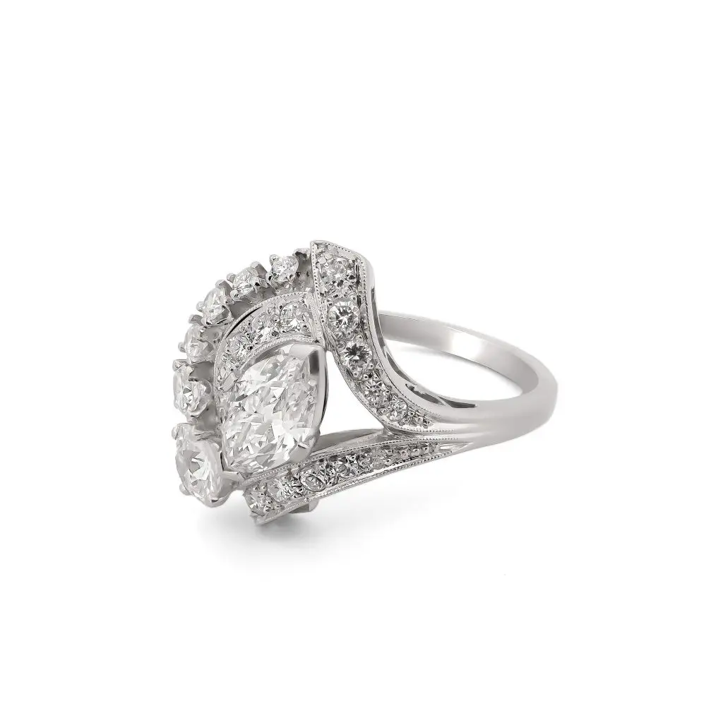 Diamond Spray Cluster Ring in Platinum