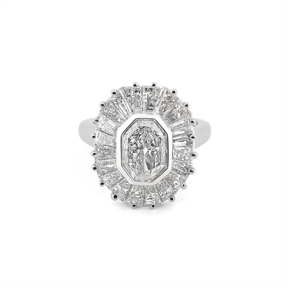 Octagonal Cut Diamond Cluster Ring in 18K Gold