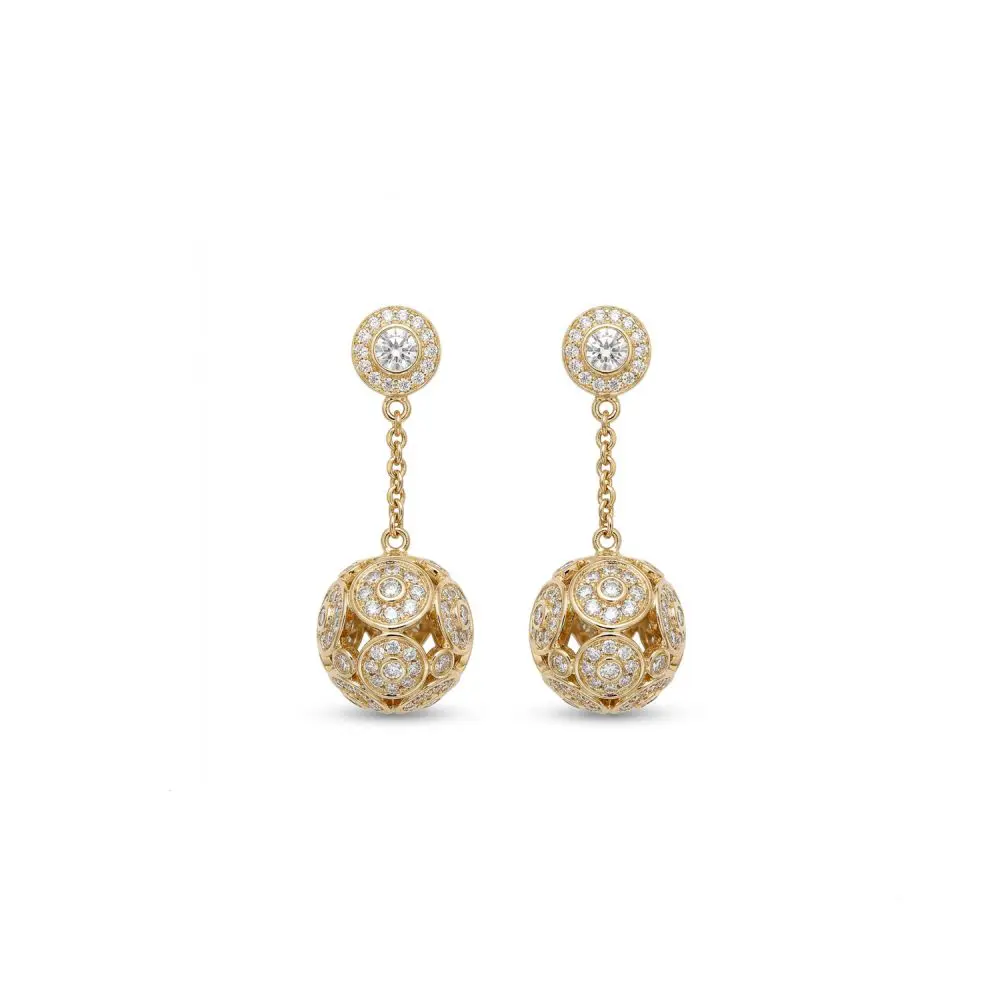 Diamond Floral-Ball Earrings in 9K Gold