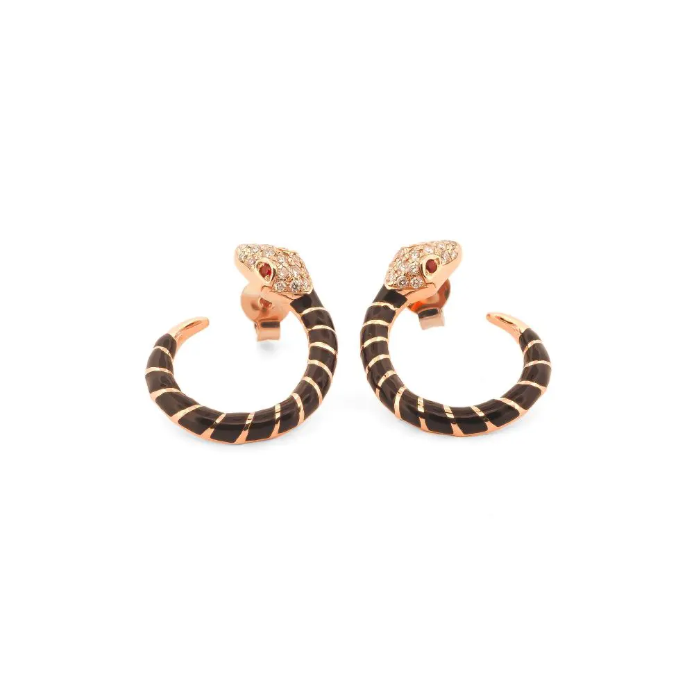 Diamond & Ruby Earrings in Enamel & 18K